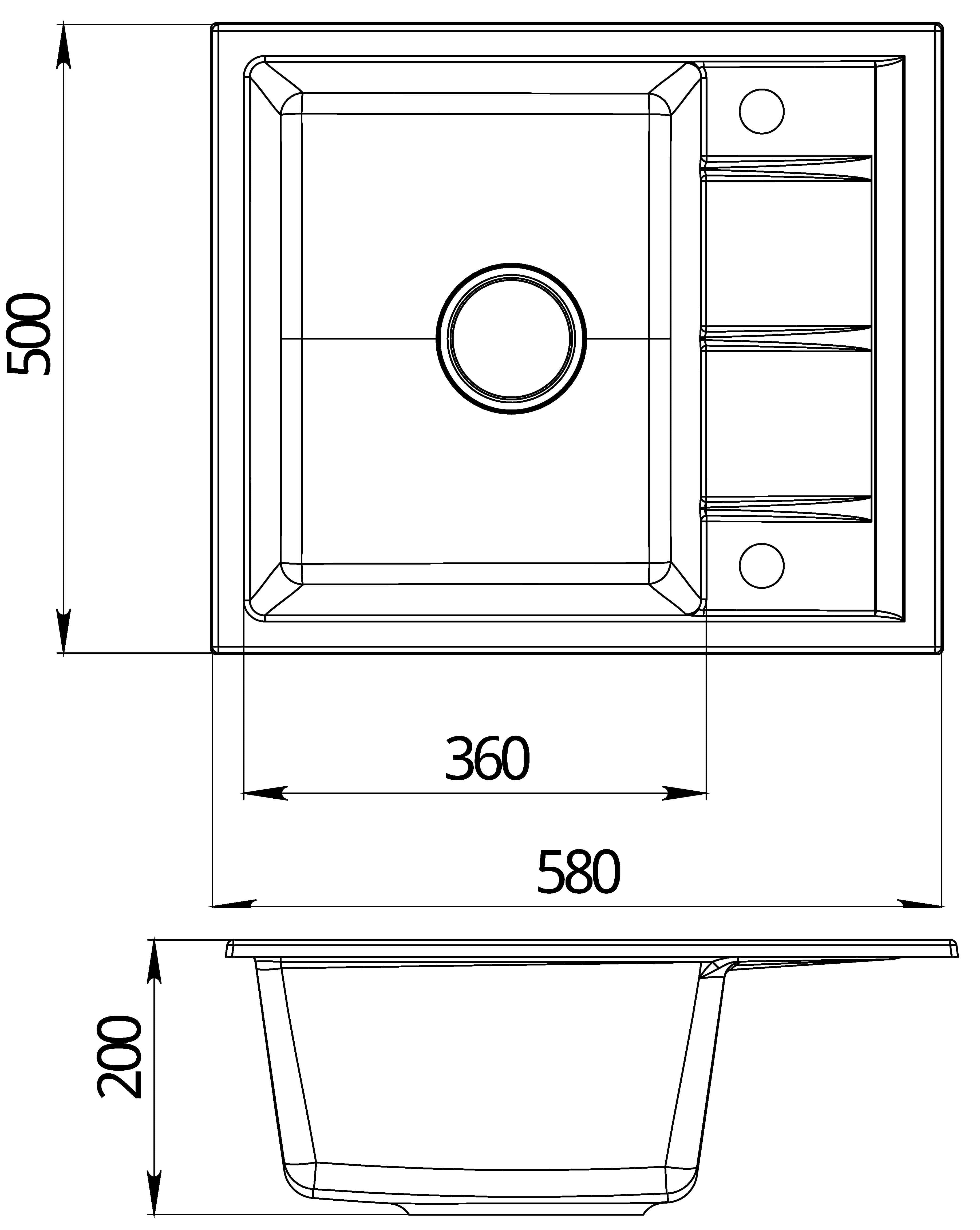 EMAR ГРАНИТ EMQ-1580.Q МОЙКА ВРЕЗНАЯ 580*500 - изображение 2