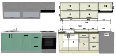 Кухонный гарнитур КАПРИ (ЛИПА ПЕПЕЛ)РОЙС (ЗЕЛЕНЫЙ СОФТ) - изображение 1