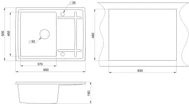 Мойки EMAR ГРАНИТ EMQ-1650.Q МОЙКА ВРЕЗНАЯ 650*500 - изображение 3