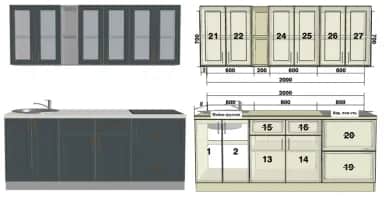 Кухонный гарнитур КВАДРО (ЖЕЛЕЗО) - изображение 1