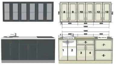 Кухонный гарнитур КВАДРО (ЖЕЛЕЗО) - изображение 1