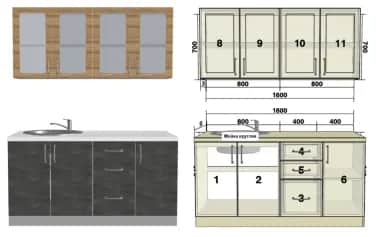 Кухонный гарнитур ЛОФТ (ДУБ ЦИКОРИЙБЕТОН ТЕМНЫЙ) - изображение 1