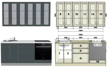 Кухонный гарнитур КВАДРО (ЖЕЛЕЗО) - изображение 1