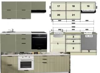 Кухонный гарнитур НОРД LINE (СОФТ ЛАЙТ ХАКИСОФТ ХАКИ) - изображение 1