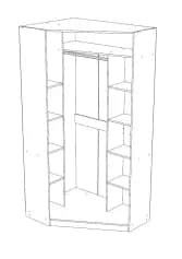 Шкаф для одежды и белья МАРК (УГЛОВОЙ левый); шкаф-купе 2 дв. 1200*900*2300, (с зеркалом, без ящиков) - изображение 2