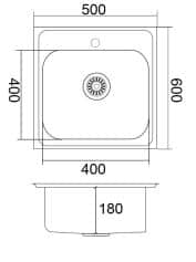 Мойки EMAR, мойка накладная 500*600мм (арт. T5060LQ) - изображение 2