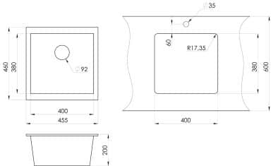 Мойки EMAR ГРАНИТ EMП-4443 МОЙКА ВРЕЗНАЯ С ВЫРЕЗОМ ПОД СМЕСИТЕЛЬ - изображение 2