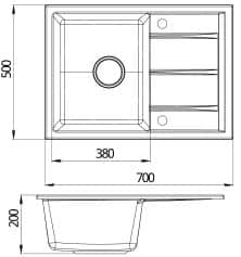 Мойки EMAR ГРАНИТ EMQ-1700.Q МОЙКА ВРЕЗНАЯ 700*500 - изображение 2