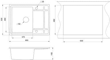 Мойки EMAR ГРАНИТ EMQ-1650.Q МОЙКА ВРЕЗНАЯ 650*500 - изображение 2