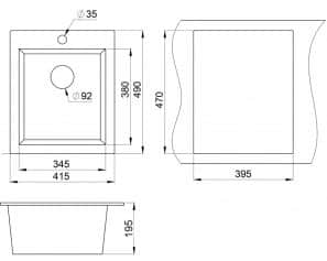Мойки EMAR ГРАНИТ EM-4201 МОЙКА ВРЕЗНАЯ ПРЯМОУГОЛЬНАЯ, С ВЫРЕЗОМ ПОД СМЕСИТЕЛЬ - изображение 2