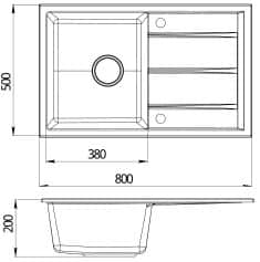 Мойки EMAR ГРАНИТ EMQ-1800.Q МОЙКА ВРЕЗНАЯ 800*500 - изображение 2