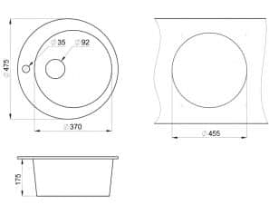 Мойки EMAR ГРАНИТ EM-4801 МОЙКА ВРЕЗНАЯ КРУГЛАЯ D480, С ВЫРЕЗОМ ПОД СМЕСИТЕЛЬ - изображение 2