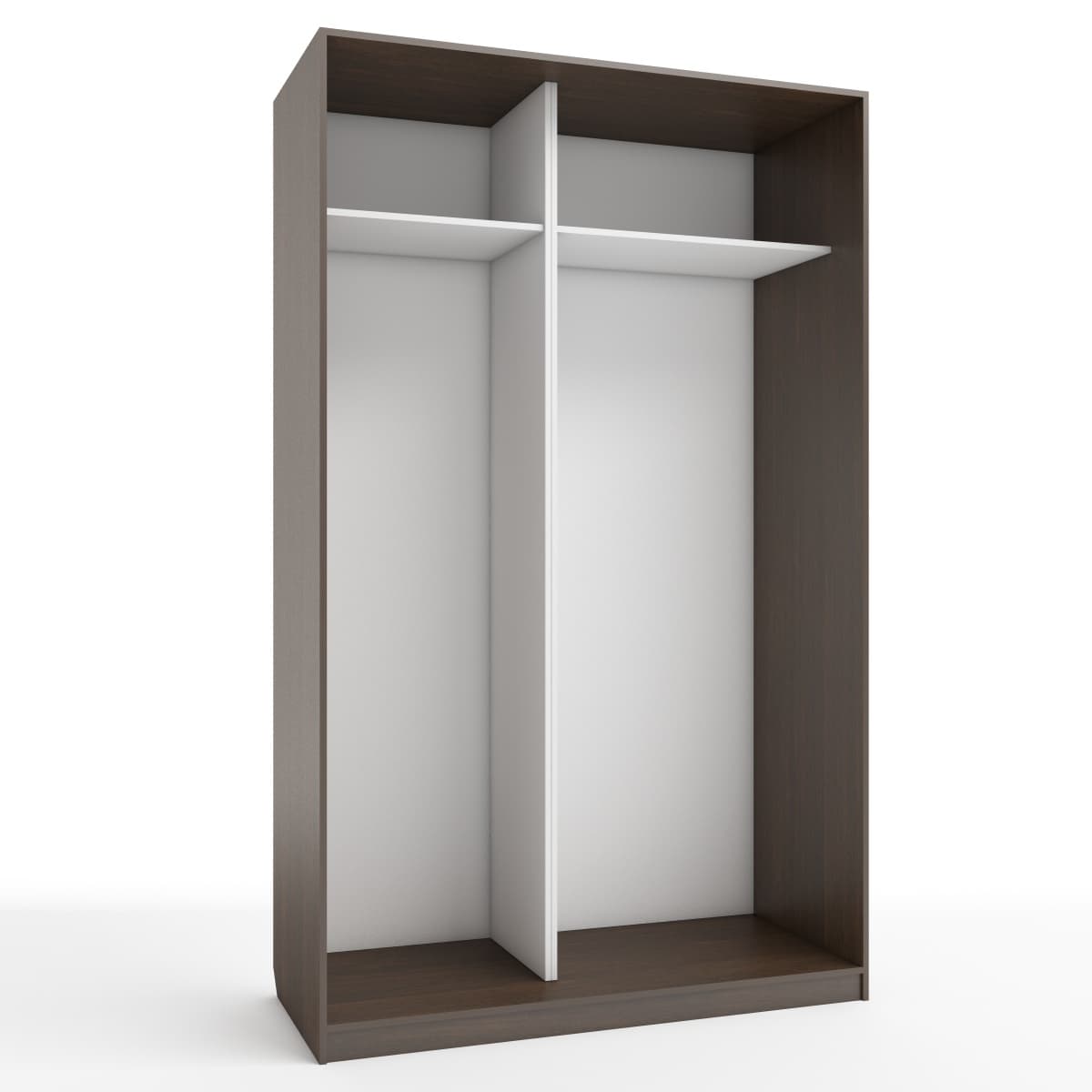 КОРПУС ШКАФА 1400*600*2300 ММ С АНТРЕСОЛЬНЫМИ ПОЛКАМИ (Корпус: ВЕНГЕ ТЕМНЫЙ, Наполнение: БЕЛЫЙ шагрень)