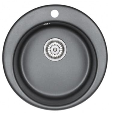 EMAR ГРАНИТ EM-4801 МОЙКА ВРЕЗНАЯ КРУГЛАЯ D480, С ВЫРЕЗОМ ПОД СМЕСИТЕЛЬ (шварц/оникс)