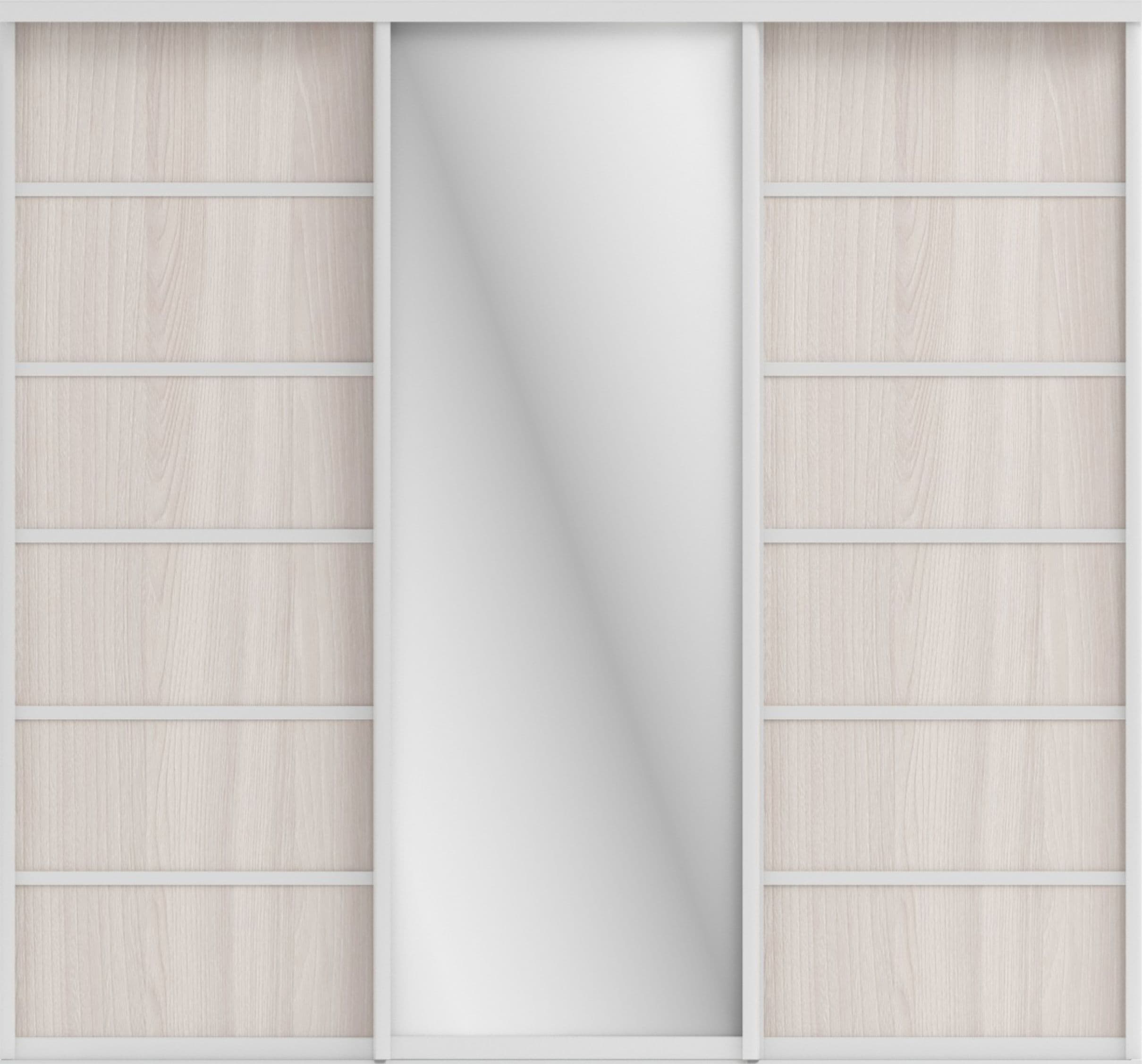 СТИВ (ЗЕРКАЛО/ЛДСП) (ясень светлый/профиль С хром)