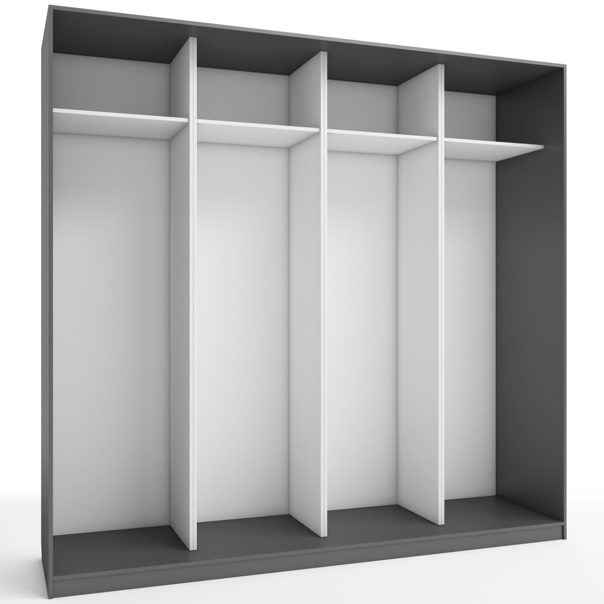 КОРПУС ШКАФА 2400*600*2300 ММ С АНТРЕСОЛЬНЫМИ ПОЛКАМИ (Корпус: ГРАФИТ, Наполнение: БЕЛЫЙ легкий шелк)