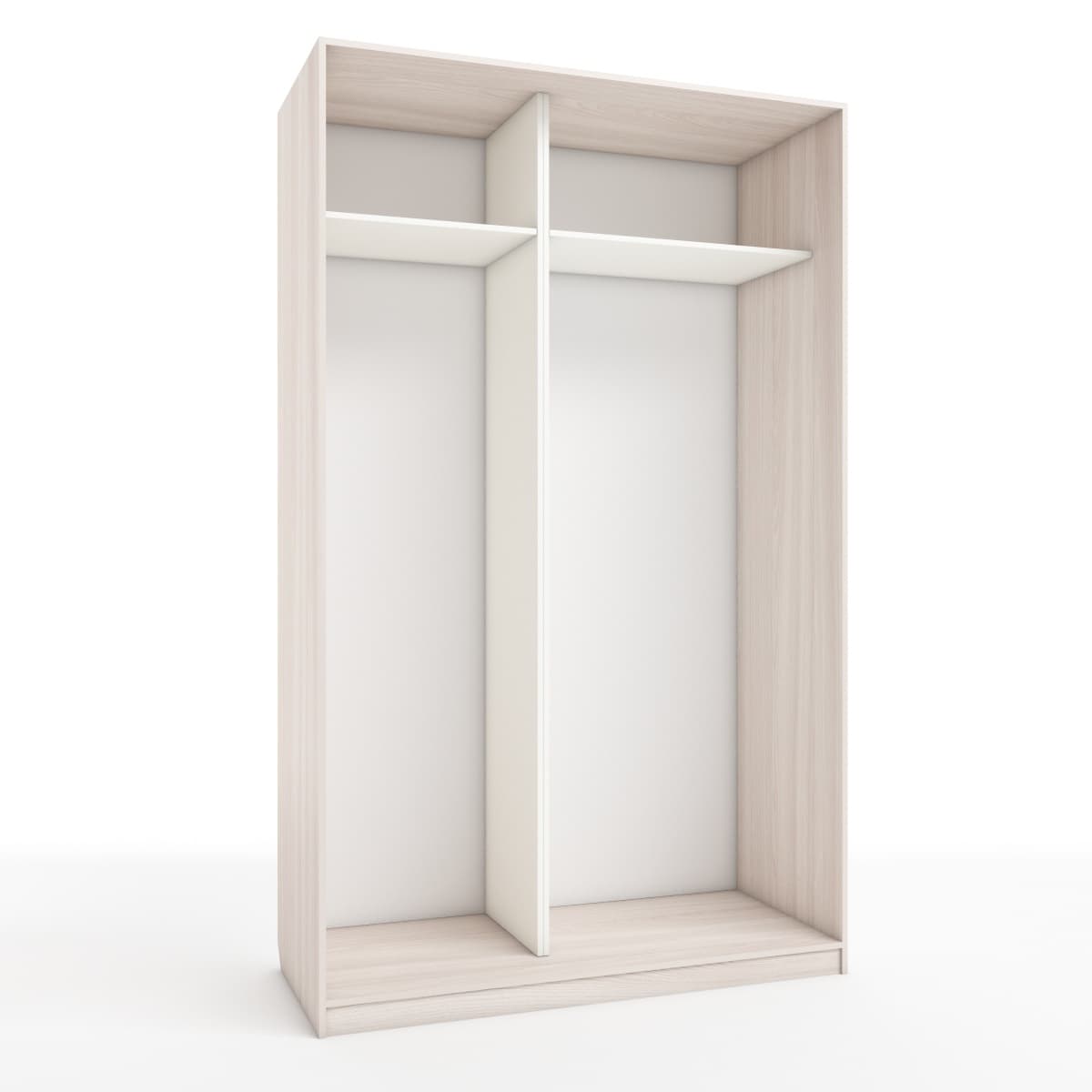КОРПУС ШКАФА 1400*600*2300 ММ С АНТРЕСОЛЬНЫМИ ПОЛКАМИ (Корпус: ЯСЕНЬ СВЕТЛЫЙ, Наполнение: БЕЛЫЙ шагрень)