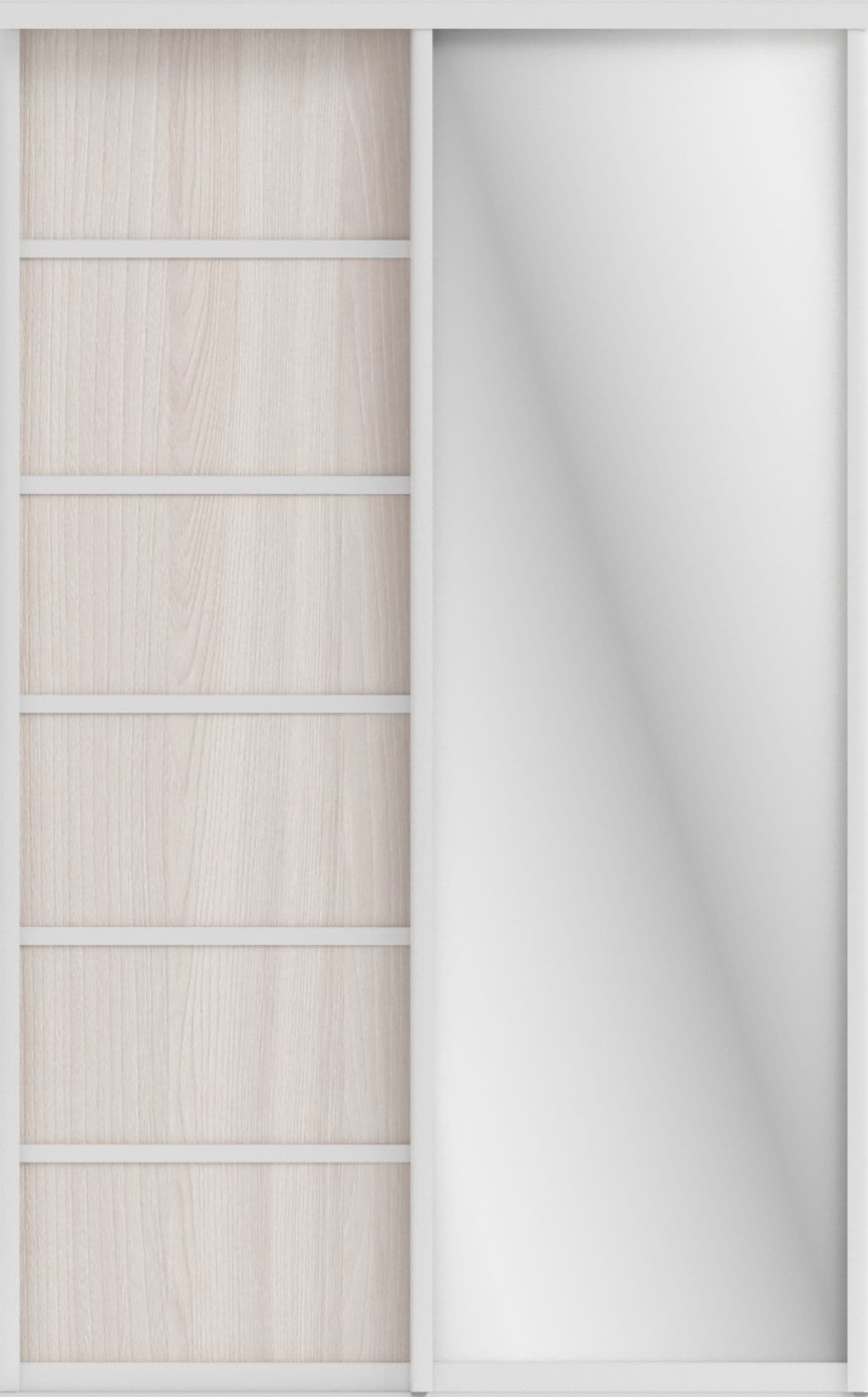 СТИВ (ЗЕРКАЛО/ЛДСП) (ясень светлый/профиль С хром)