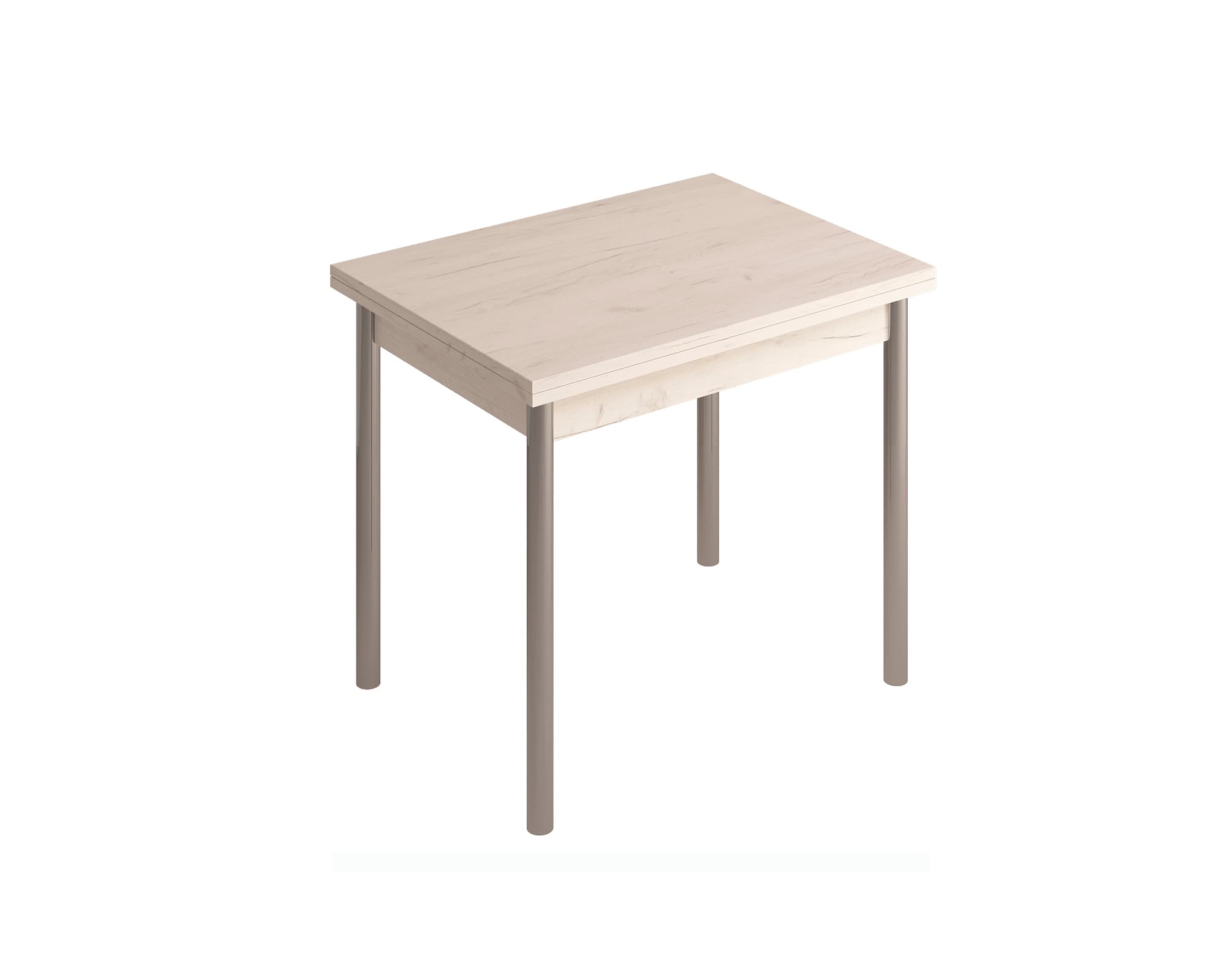 СТОЛ ОБЕДЕННЫЙ РАСКЛАДНОЙ НА ЛОМБЕРНОЙ ПЕТЛЕ СТ22 ЛДСП 600(1200)*800*750 (Алюминий Хром/Дуб крафт белый (0000/0159))