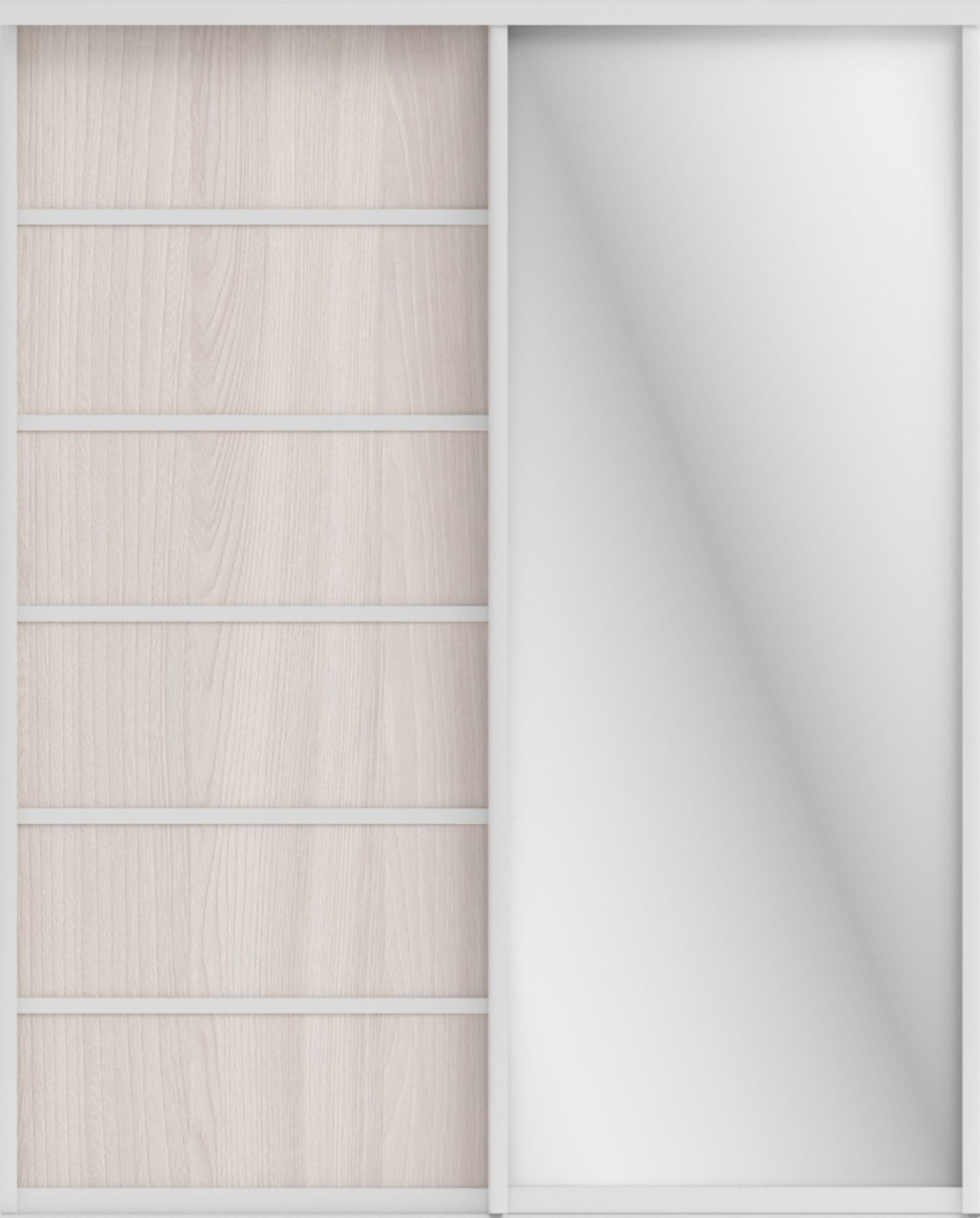 СТИВ (ЗЕРКАЛО/ЛДСП) (ясень светлый/профиль С хром)