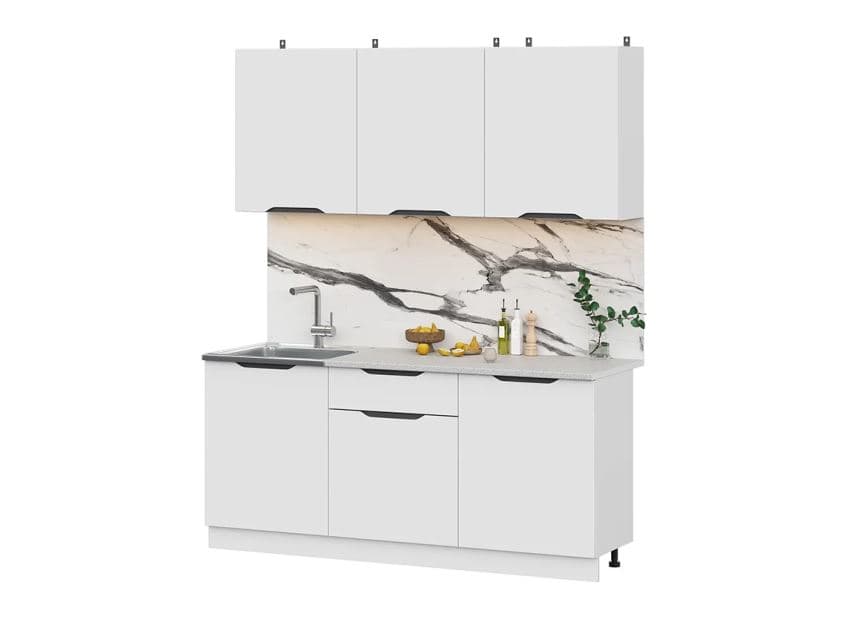 КАЙЛИ (белый/белый/столешница 26 мм ( 0.6м+0.6м), антарес)