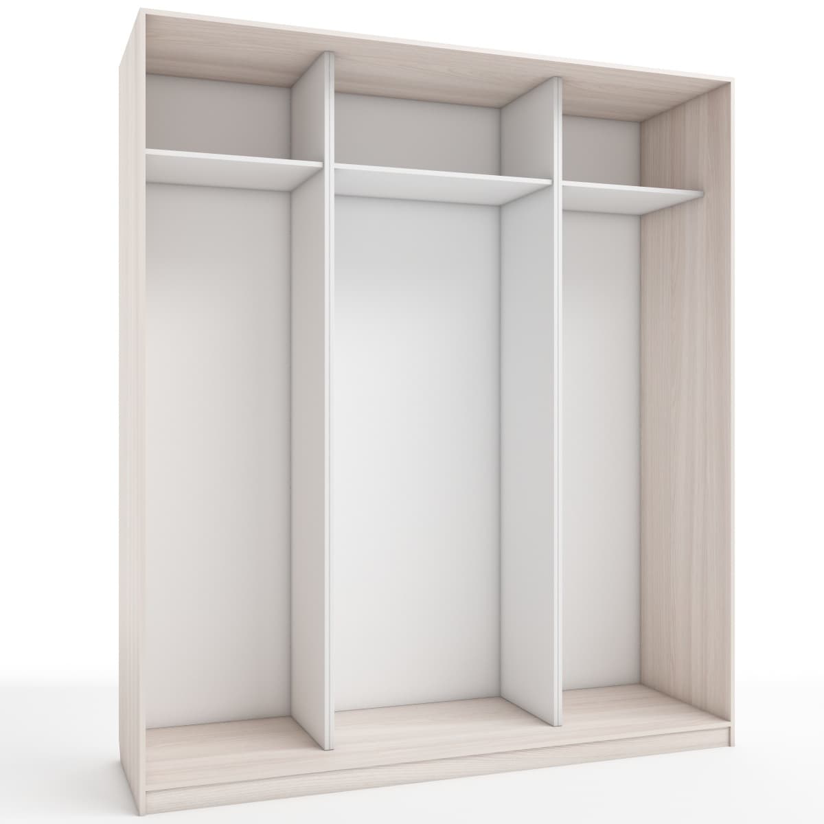 КОРПУС ШКАФА 2000*600*2300 ММ С АНТРЕСОЛЬНЫМИ ПОЛКАМИ (Корпус: ЯСЕНЬ СВЕТЛЫЙ, Наполнение: БЕЛЫЙ шагрень)