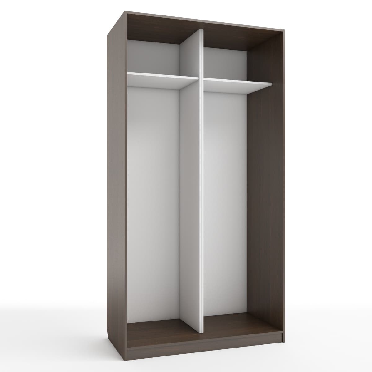 КОРПУС ШКАФА 1200*600*2300 ММ С АНТРЕСОЛЬНЫМИ ПОЛКАМИ (Корпус: ВЕНГЕ ТЕМНЫЙ, Наполнение: БЕЛЫЙ шагрень)