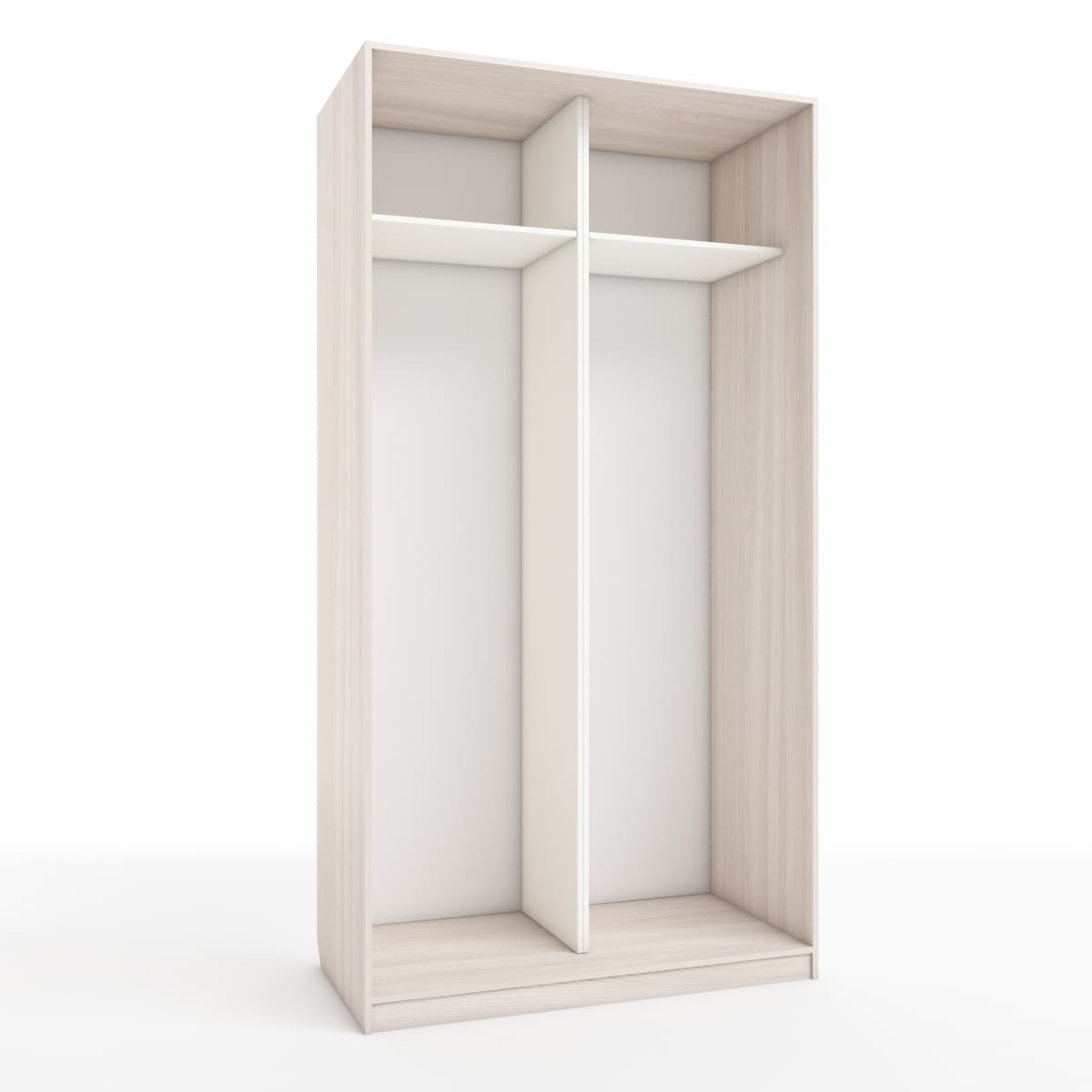 КОРПУС ШКАФА 1200*600*2300 ММ С АНТРЕСОЛЬНЫМИ ПОЛКАМИ (Корпус: ЯСЕНЬ СВЕТЛЫЙ, Наполнение: БЕЛЫЙ шагрень)