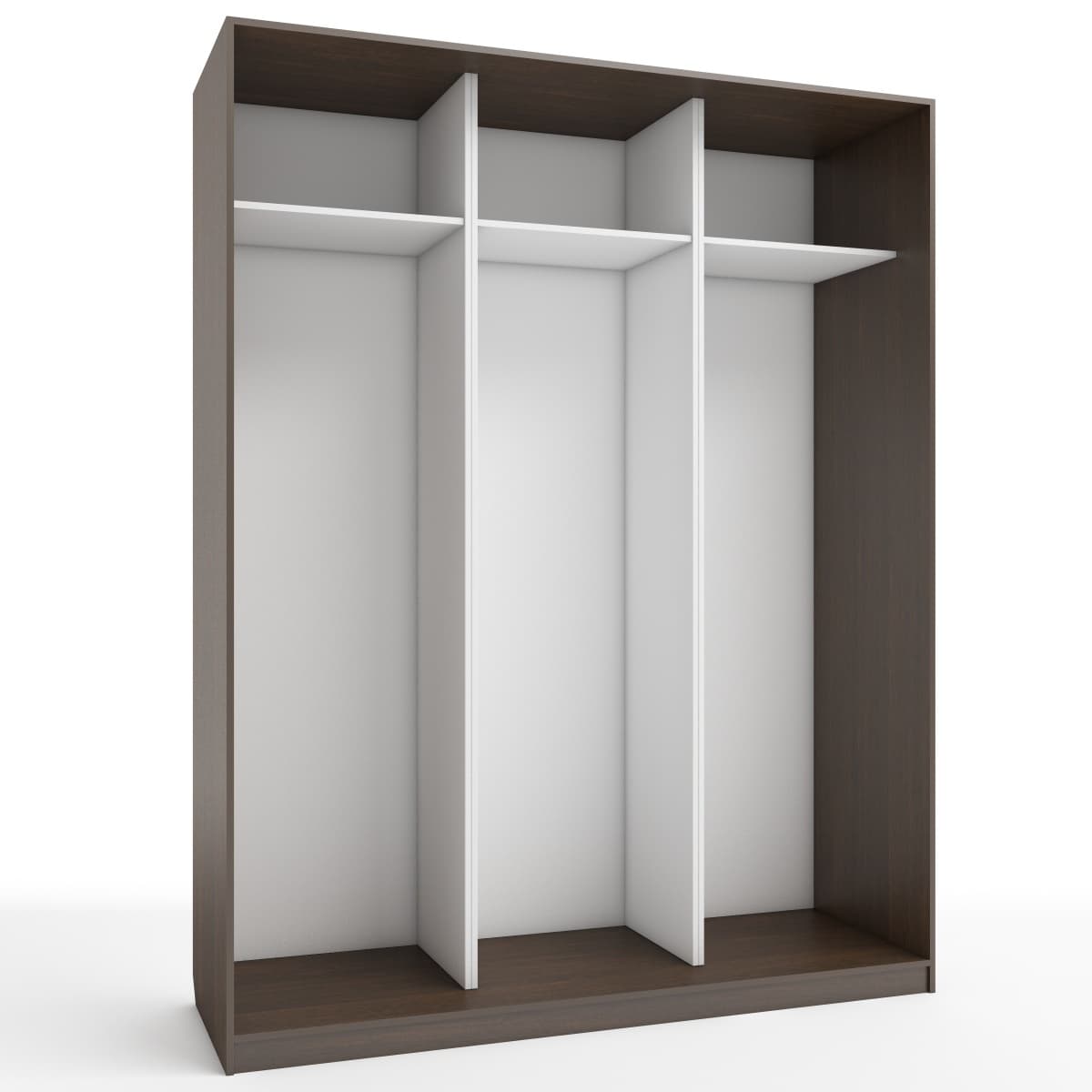 КОРПУС ШКАФА 1800*600*2300 ММ С АНТРЕСОЛЬНЫМИ ПОЛКАМИ (Корпус: ВЕНГЕ ТЕМНЫЙ, Наполнение: БЕЛЫЙ шагрень)