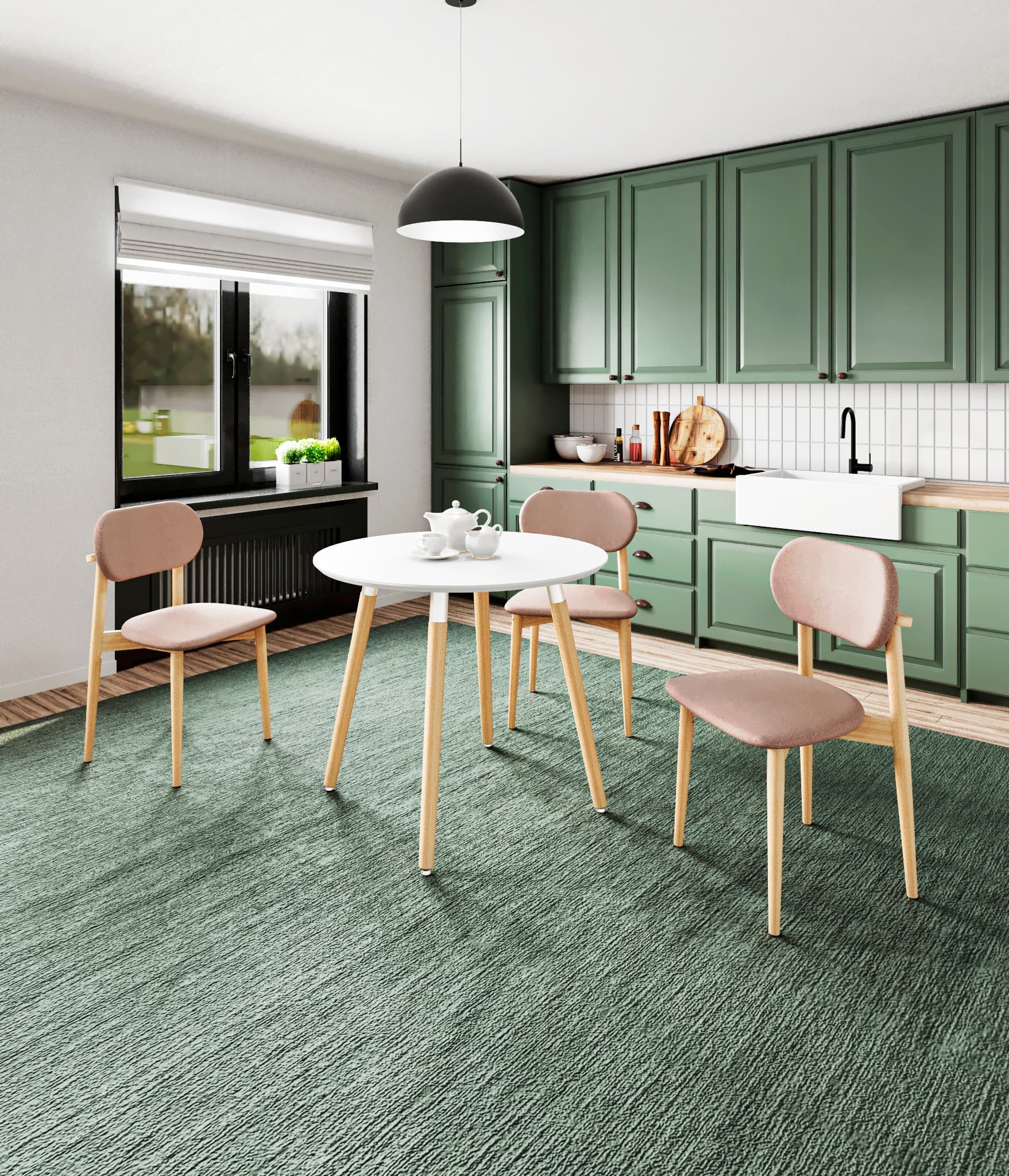 АМАДЕО-2/САНТЪЯГО (белый матовый / металл белый / светлое дерево)