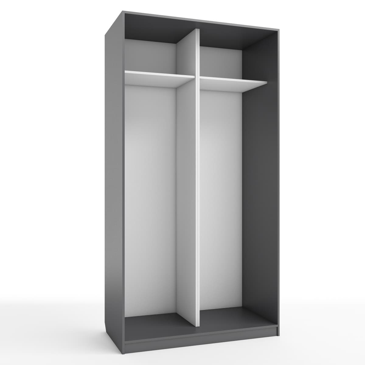 КОРПУС ШКАФА 1200*600*2300 ММ С АНТРЕСОЛЬНЫМИ ПОЛКАМИ (Корпус: ГРАФИТ, Наполнение: БЕЛЫЙ легкий шелк)
