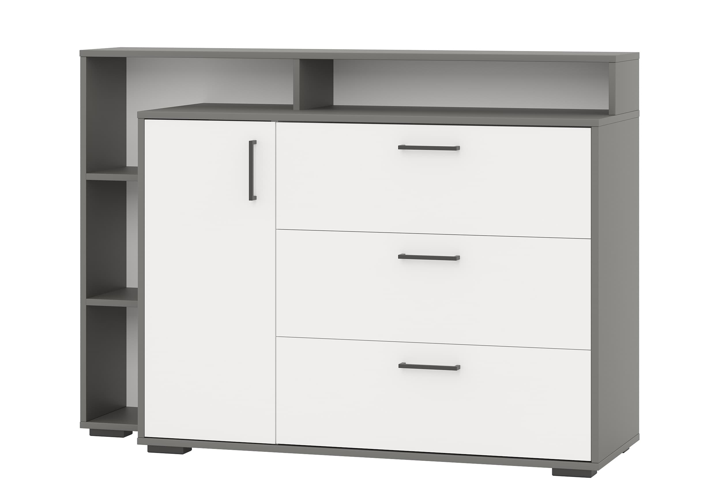 КОМОД С ДВЕРКОЙ И 3ЯЩ. (АРТ. 4-4423) (1320*430*935 ММ) (графит/белый)