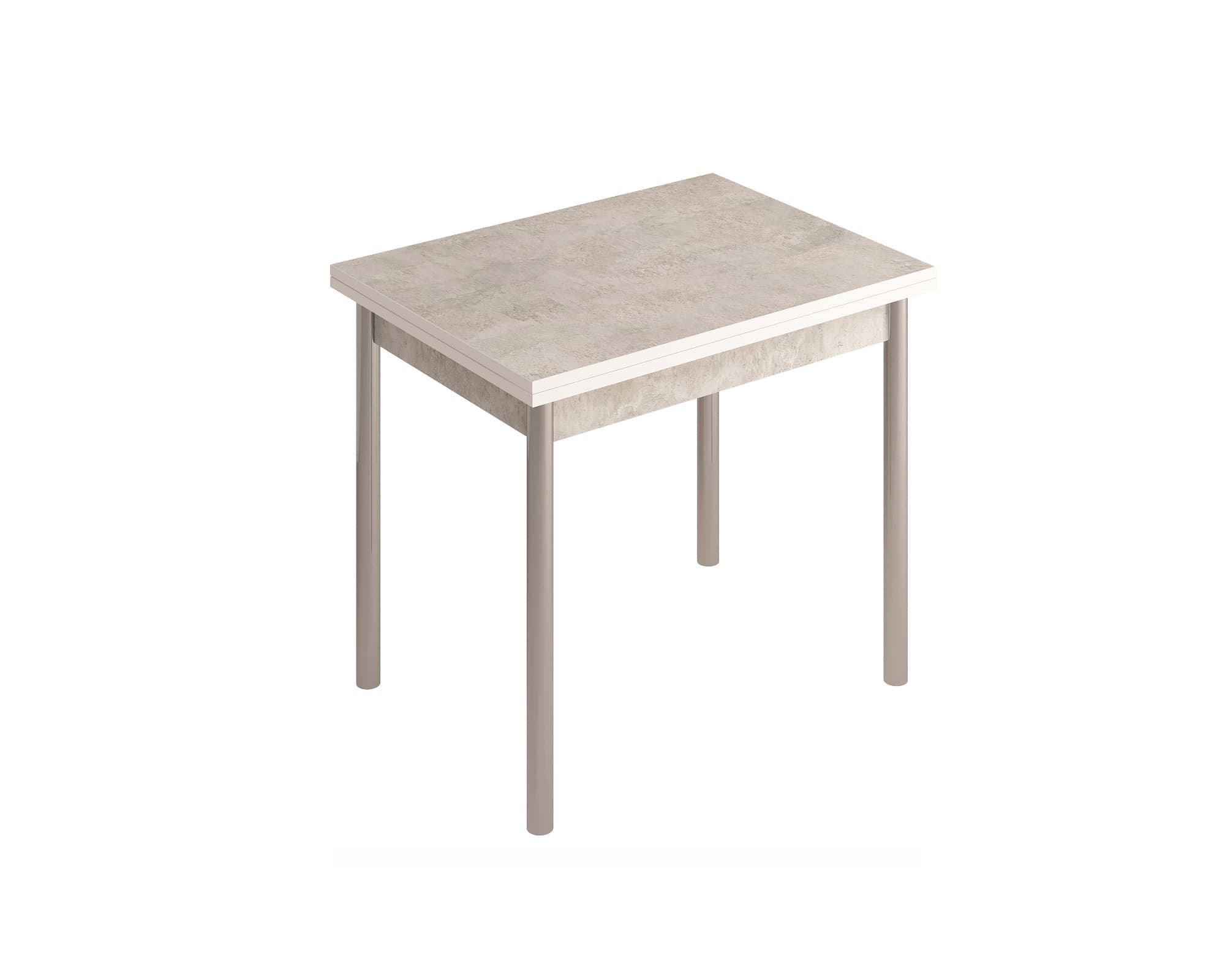 СТОЛ ОБЕДЕННЫЙ РАСКЛАДНОЙ НА ЛОМБЕРНОЙ ПЕТЛЕ СТ22 ЛДСП 600(1200)*800*750 (Алюминий Хром/Цемент светлый (0000/0172))