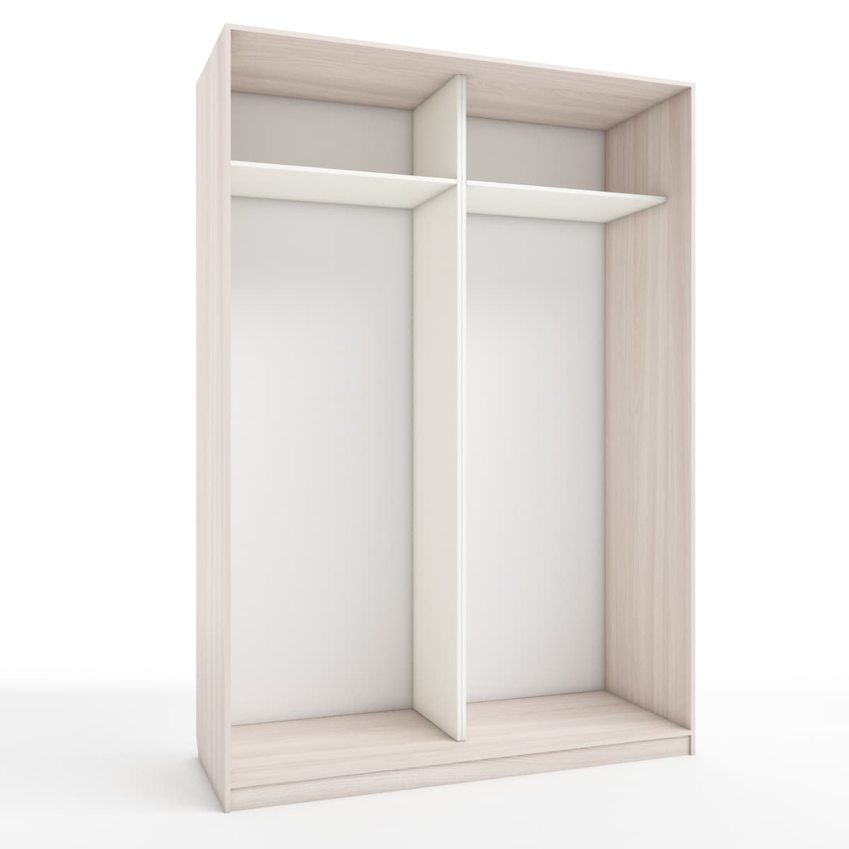 КОРПУС ШКАФА 1600*600*2300 ММ С АНТРЕСОЛЬНЫМИ ПОЛКАМИ (Корпус: ЯСЕНЬ СВЕТЛЫЙ, Наполнение: БЕЛЫЙ шгрень)