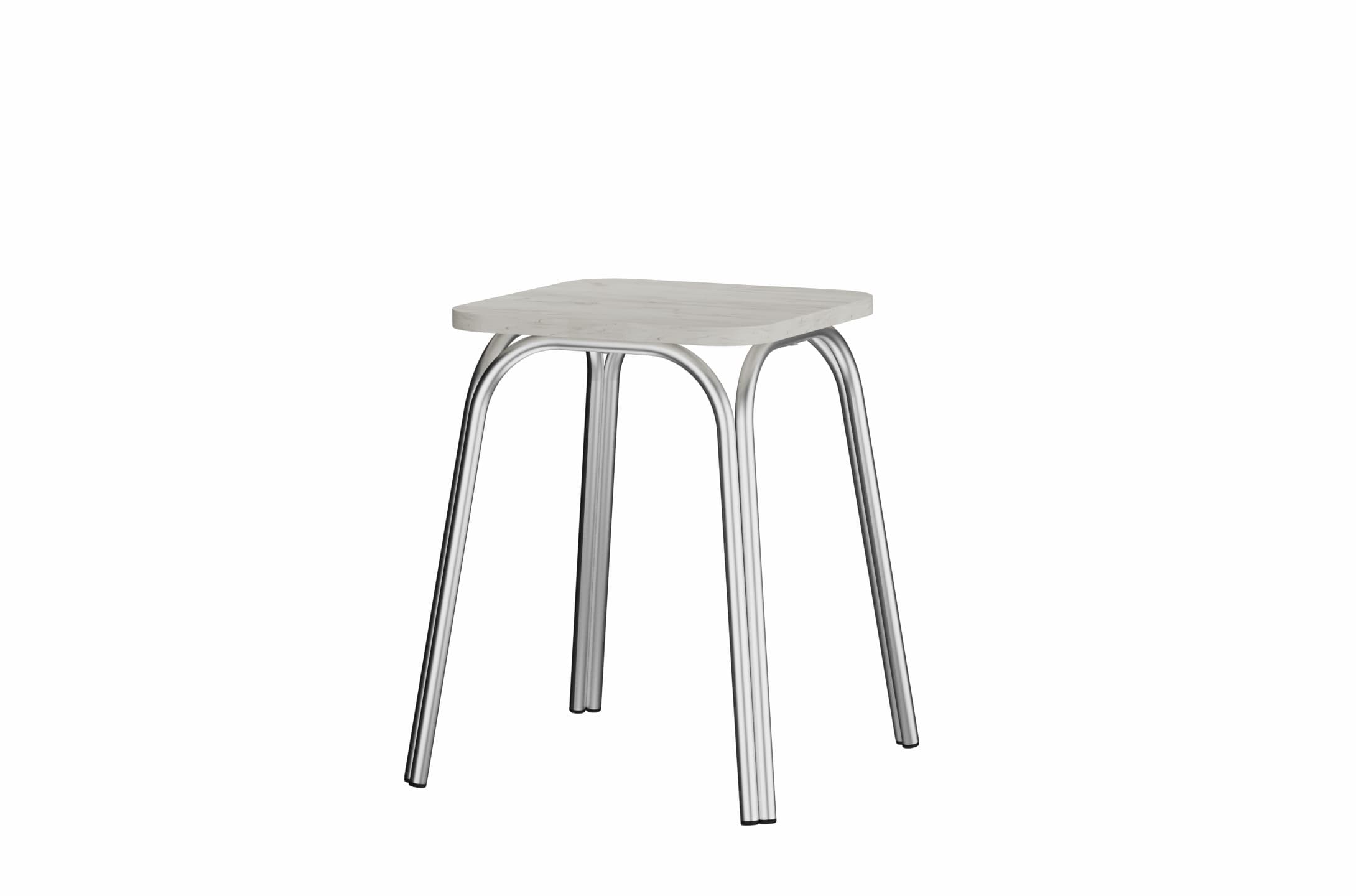 ТАБУРЕТ ТБ17 ЛДСП (АРТ.ТБ 17. 3/1) (МЕТАЛЛ Алюминий Хром/ЛДСП Дуб Крафт белый (0000/0159))