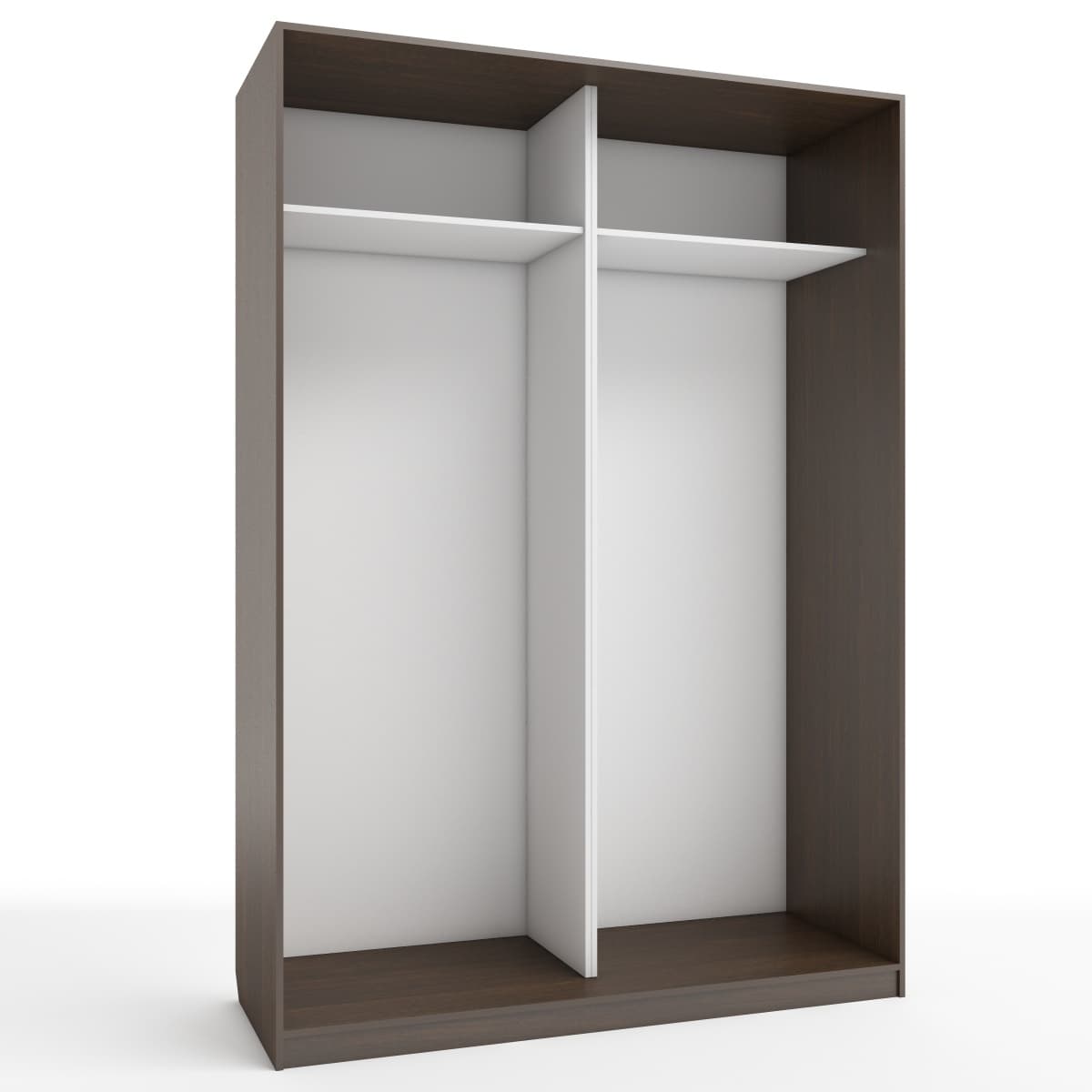 КОРПУС ШКАФА 1600*600*2300 ММ С АНТРЕСОЛЬНЫМИ ПОЛКАМИ (Корпус: ВЕНГЕ ТЕМНЫЙ, Наполнение: БЕЛЫЙ шагрень)