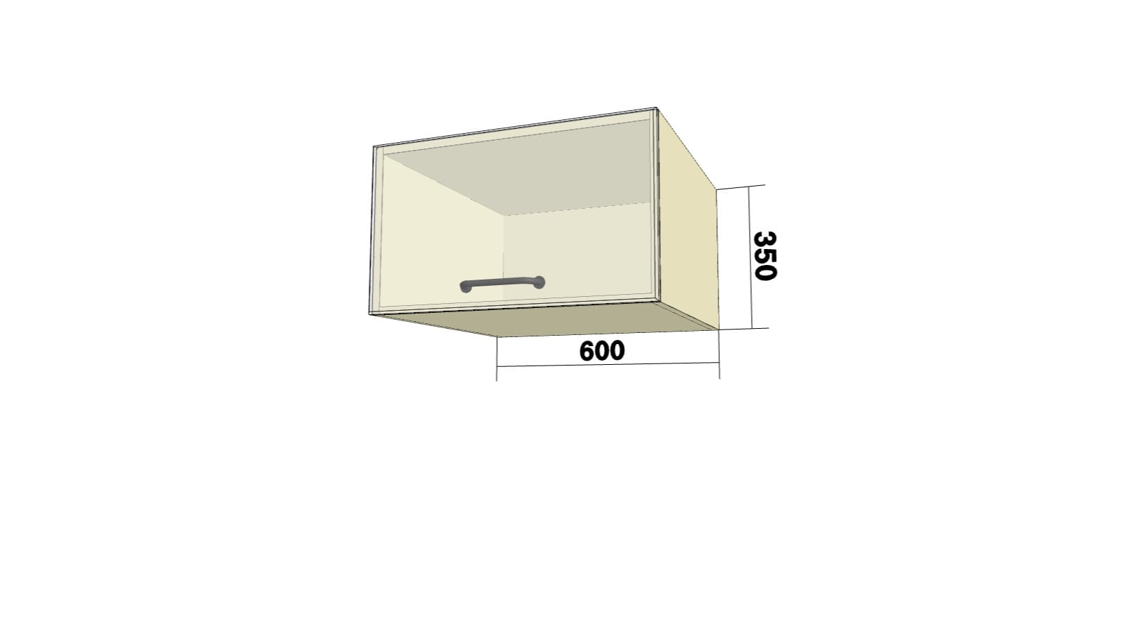Шкаф с 1 откидной дверью (О (глуб.)) (ШхВхГ: 600x350x574) - фото 2
