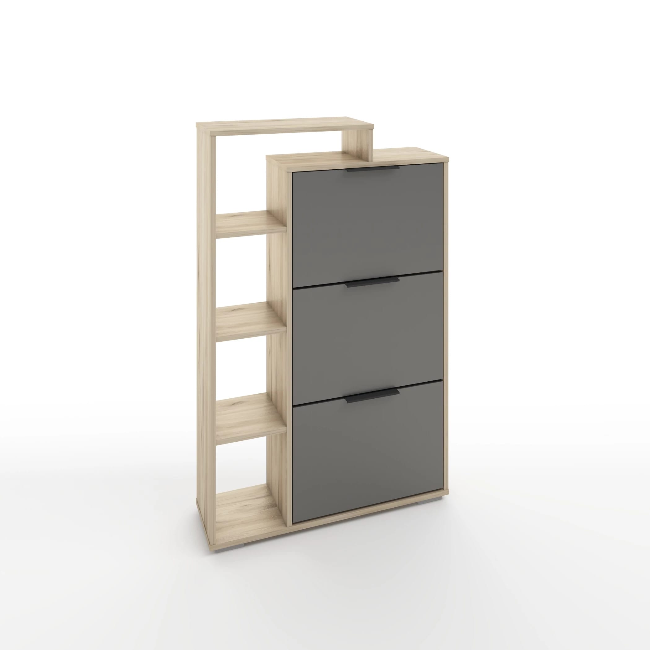 ТУМБА ПОД ОБУВЬ 3 ЯЩИКА (АРТ. ТО-6) (800*245*1264ММ) (небула/графит, ручка СА-6, цвет - черный) - фото 1