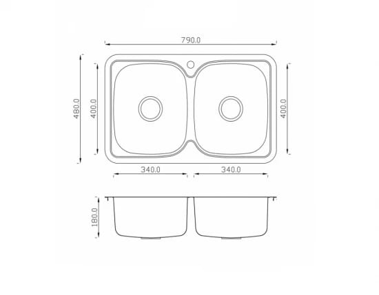 EMAR, мойка врезная 790*480мм (арт. ЕМ 401), норма - фото 3