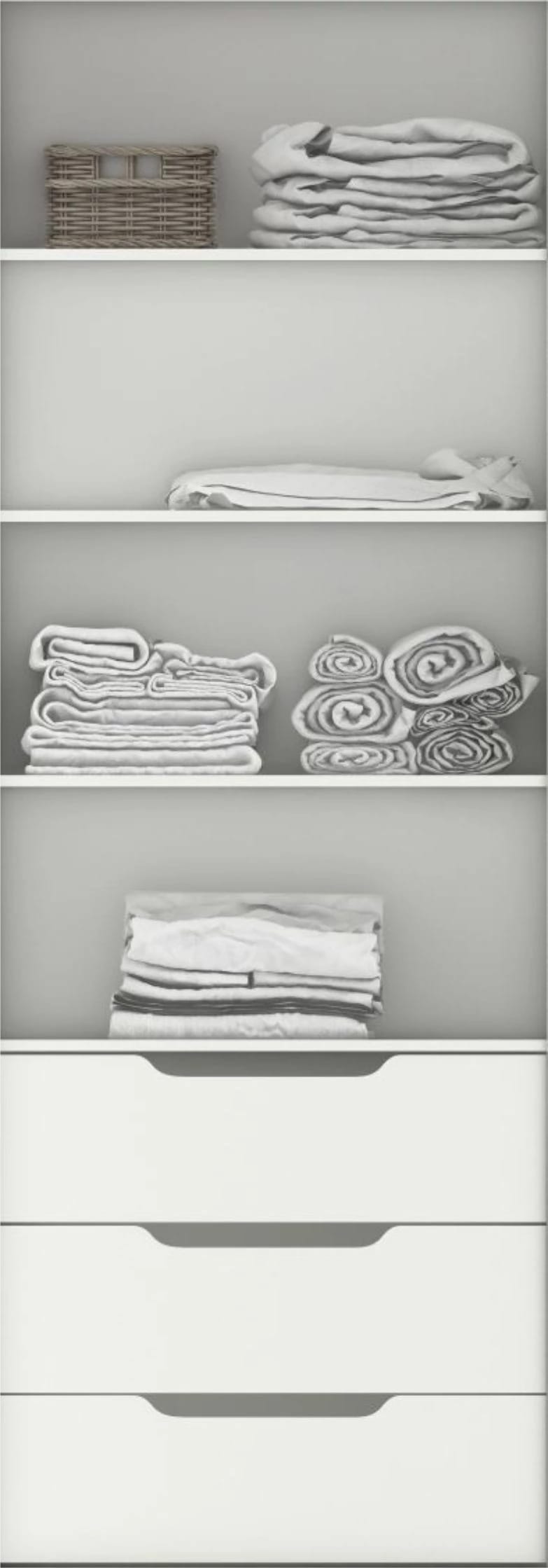 Наполнение секции в шкаф-купе 768 мм. (гл. 600 мм) (2 полки + блок ящиков) - фото 1