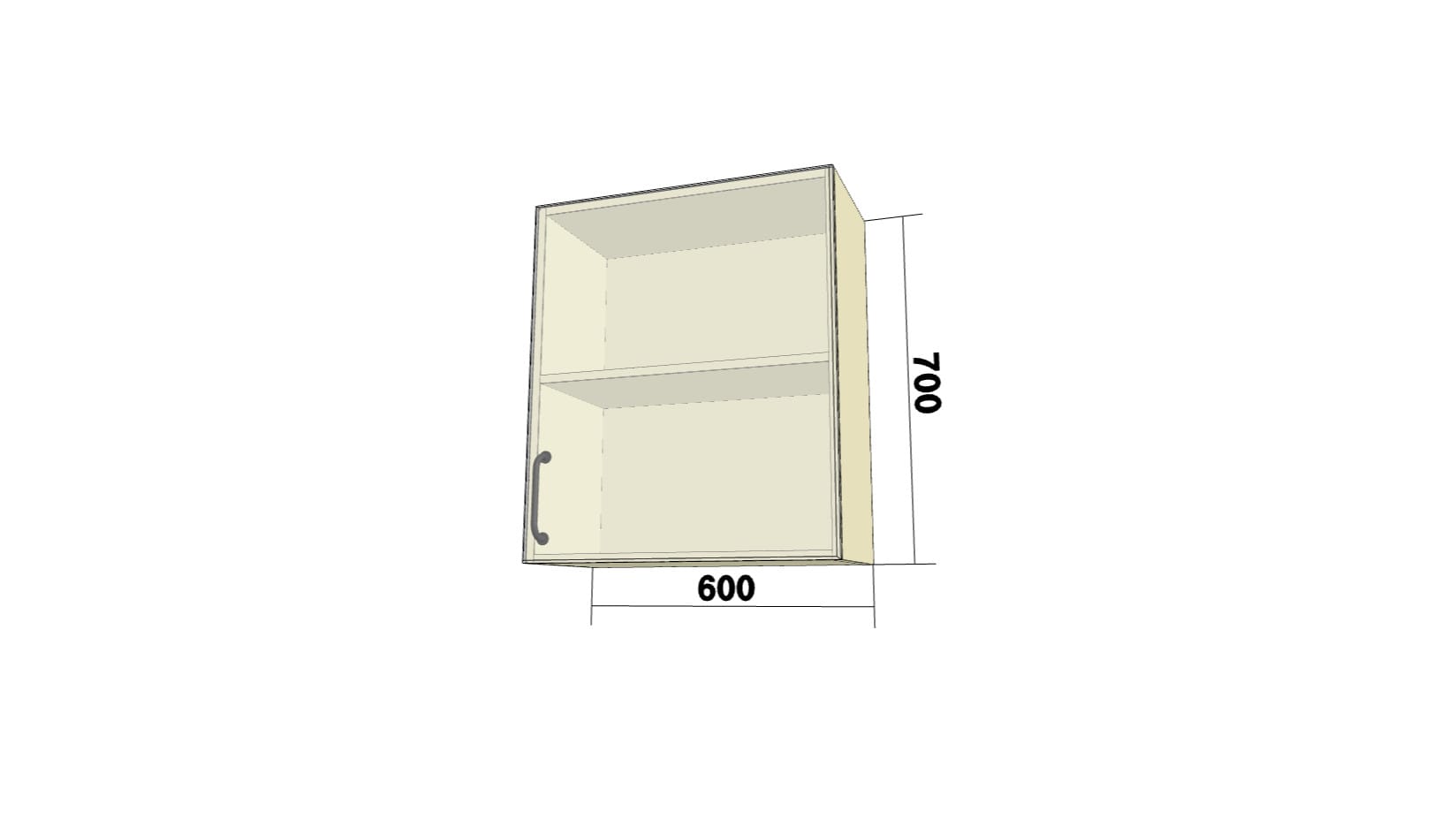 Шкаф с 1 распашной дверью (Р) (ШхВхГ: 600x700x280) - фото 2