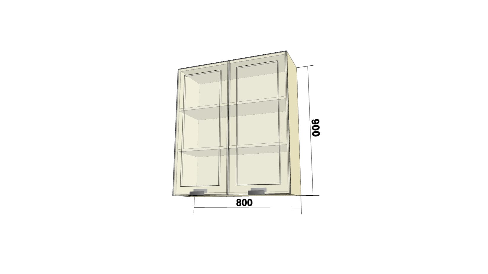 Шкаф-витрина высокий универсальный с 2 распашными дверьми (ВРР (унив.высок)) (ШхВхГ: 800x900x280) - фото 2