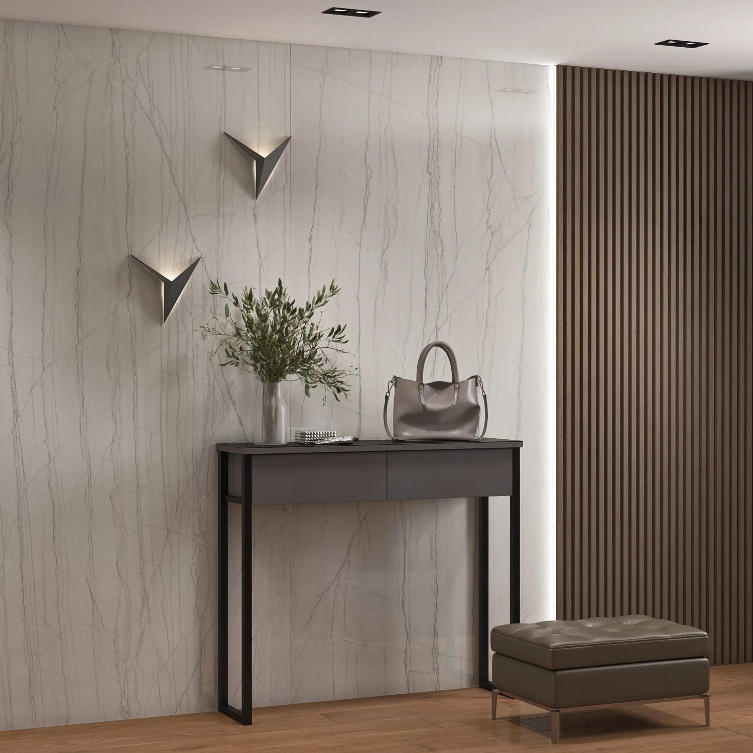 КОНСОЛЬ (АРТ.СТ062.0/ (АРТ.22.155)) 1208*308*950ММ (ЛДСП Графит серый/МЕТАЛЛ Черный Муар (0097/0009)) - фото 2