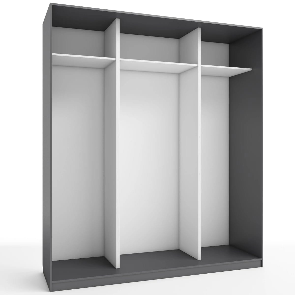 КОРПУС ШКАФА 2000*600*2300 ММ С АНТРЕСОЛЬНЫМИ ПОЛКАМИ (Корпус: ГРАФИТ, Наполнение: БЕЛЫЙ шагрень) - фото 1