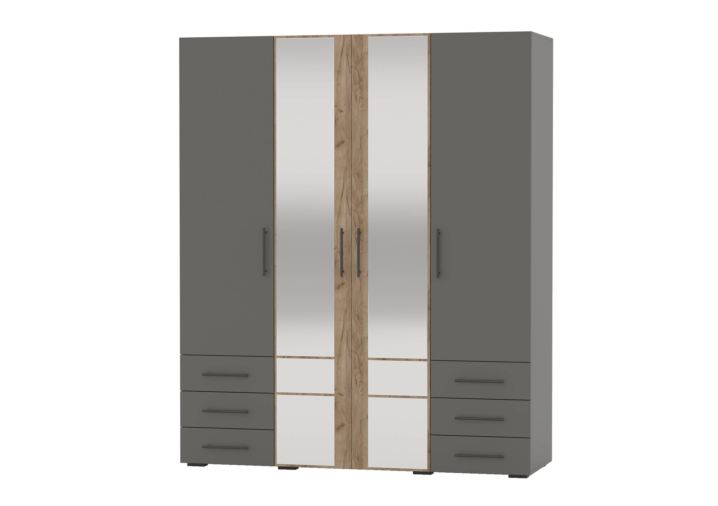 ШКАФ 4ДВ, 6ЯЩ. (АРТ. 4-75932) (1800*573*2164 ММ) (графит/дуб крафт табачный) - фото 1