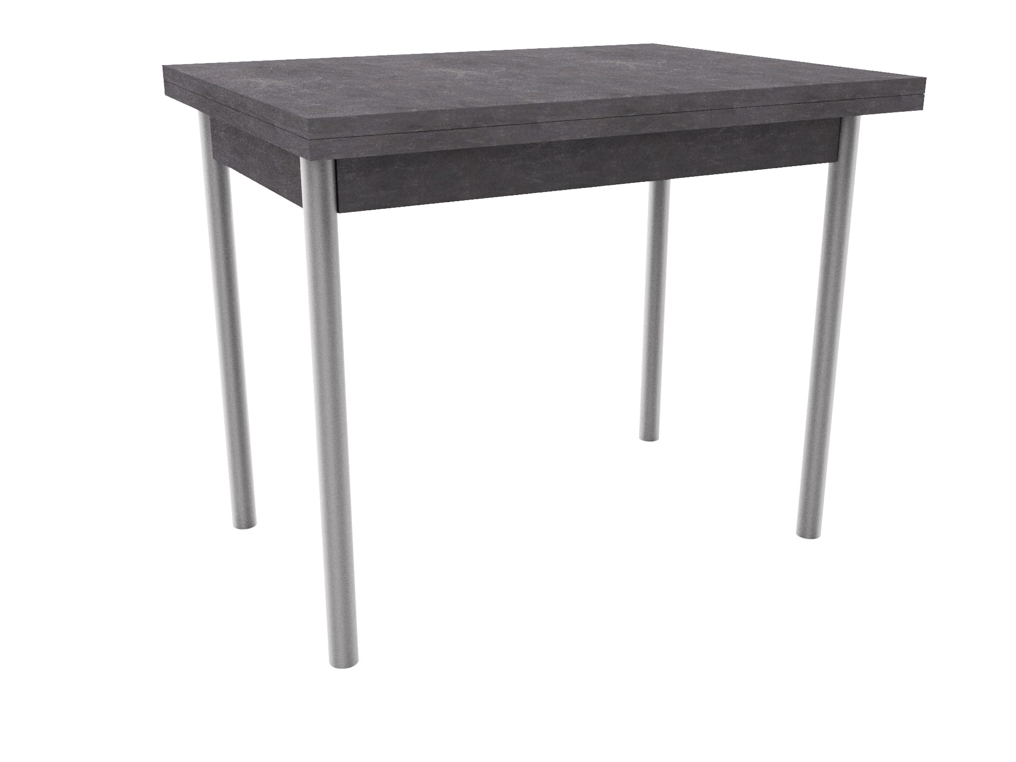 СТОЛ ОБЕДЕННЫЙ РАСКЛАДНОЙ НА ЛОМБЕРНОЙ ПЕТЛЕ СТ22 ЛДСП 600(1200)*800*750 (Алюминий Хром/Ателье темный (0000/0199)) - фото 1