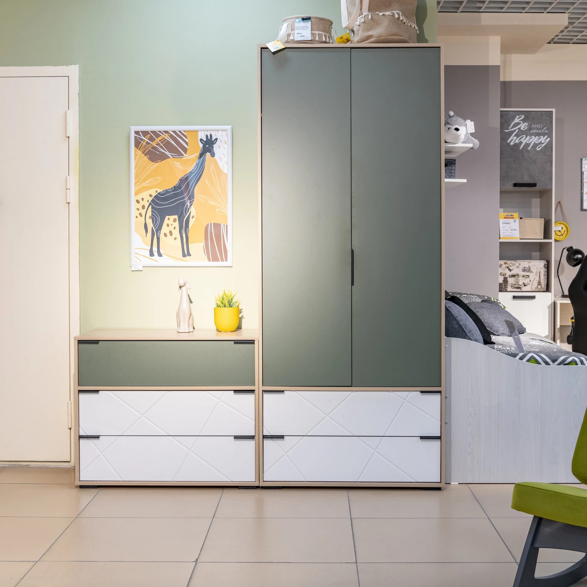 ЛЕО (Гикори джексон/Белый матовый/Дымчатый зеленый) - фото 3