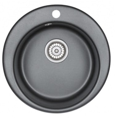 EMAR ГРАНИТ EM-4801 МОЙКА ВРЕЗНАЯ КРУГЛАЯ D480, С ВЫРЕЗОМ ПОД СМЕСИТЕЛЬ (шварц/оникс) - фото 1