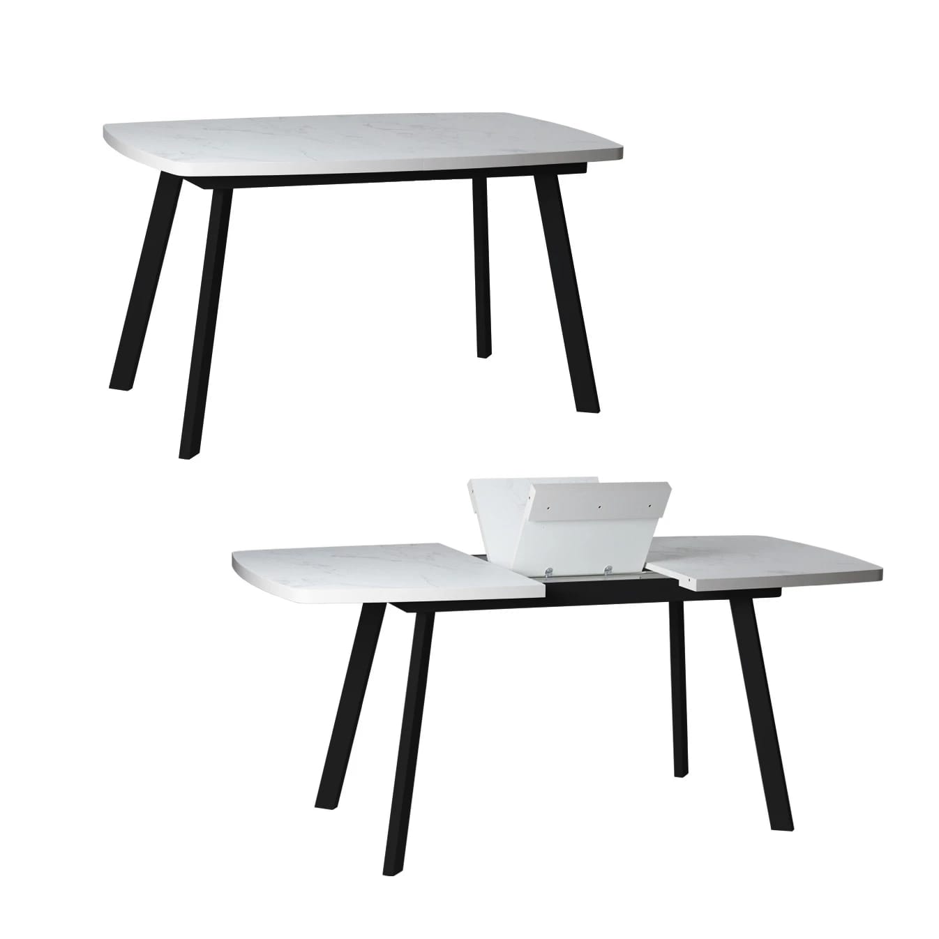 ПРОВАНС.1 (ПЛАСТИК мрамор белый/ подстолье №1 черный муар матовый/ноги 12.1 черный муар) - фото 2