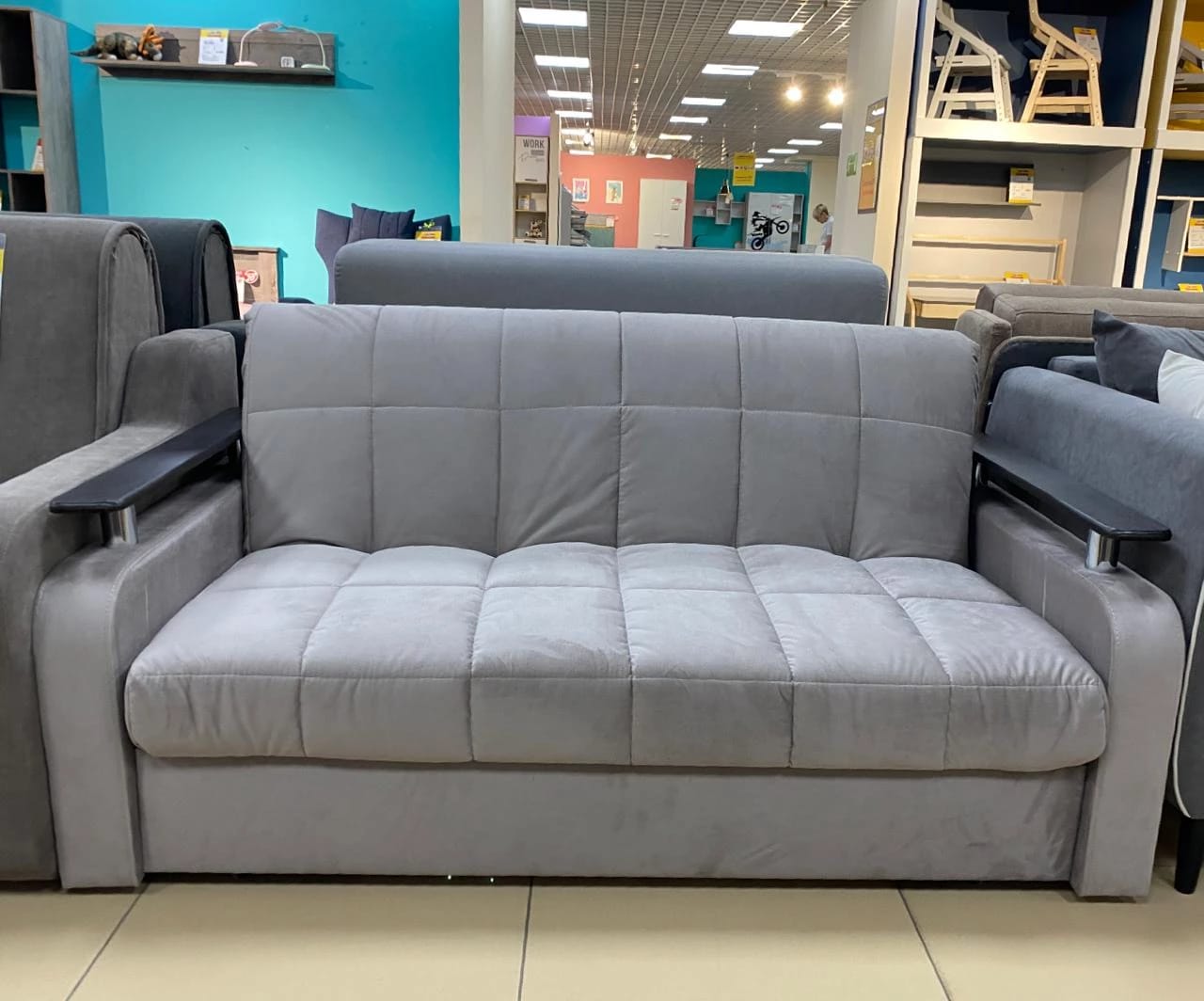 ДЕНВЕР (Велюр Maxx 232 (серо-бежевый)/декор Венге) - фото 5